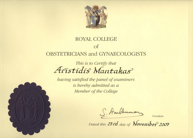 rcog certificate